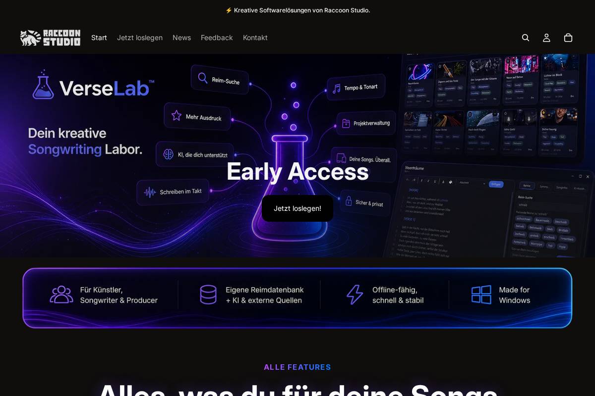 raccoon-studio.de homepage screenshot