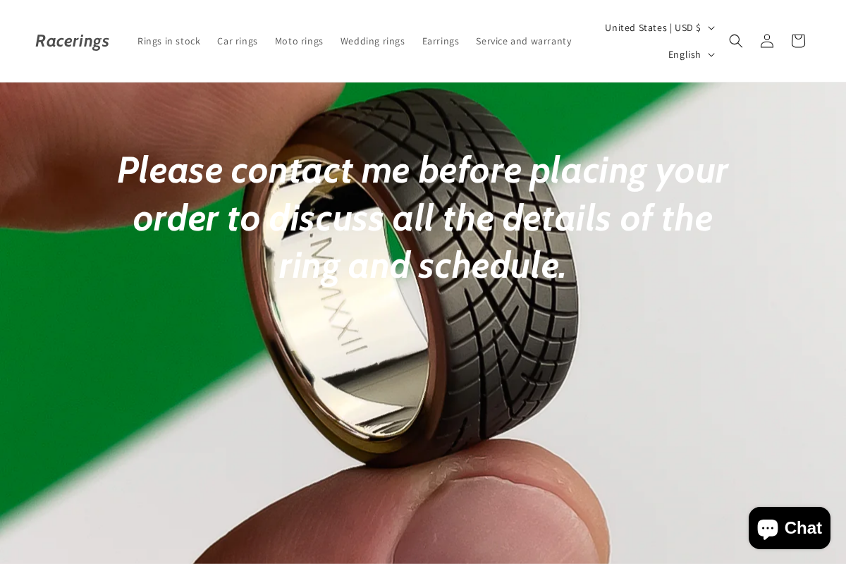 Racerings homepage screenshot