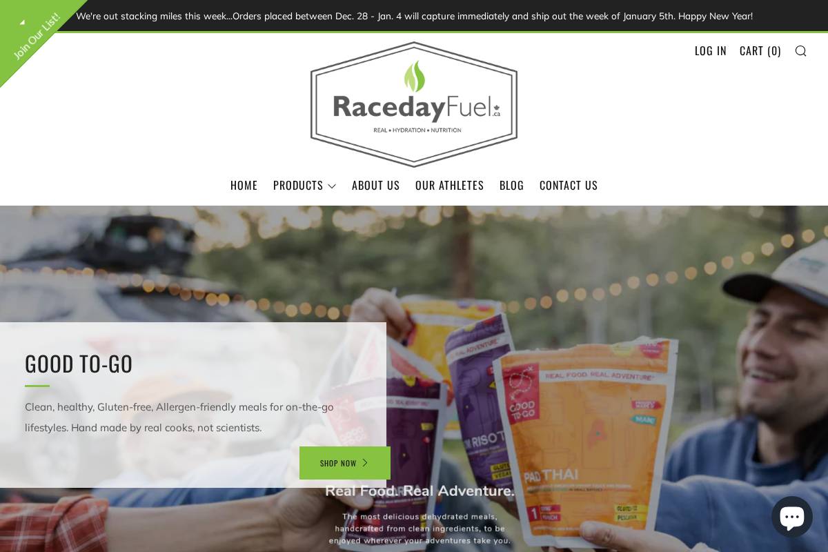 racedayfuel.ca homepage screenshot