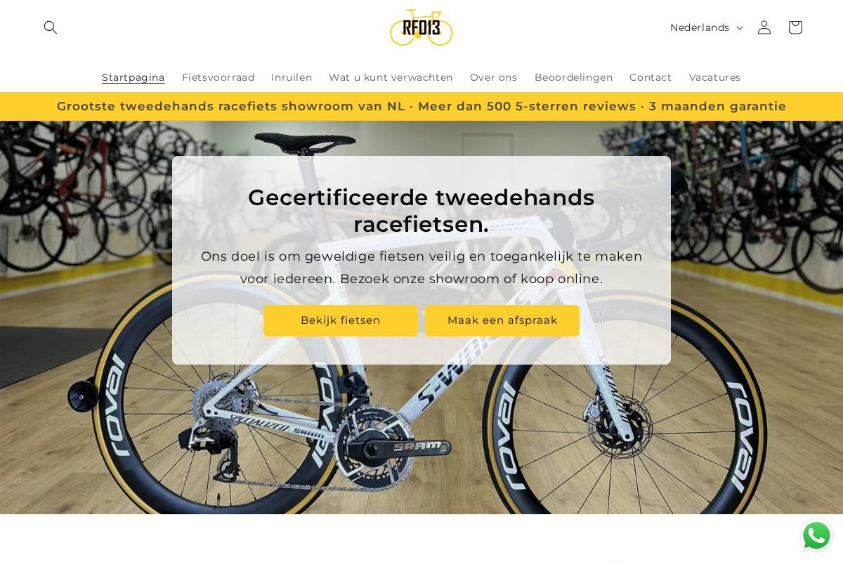 Racefiets013 homepage screenshot