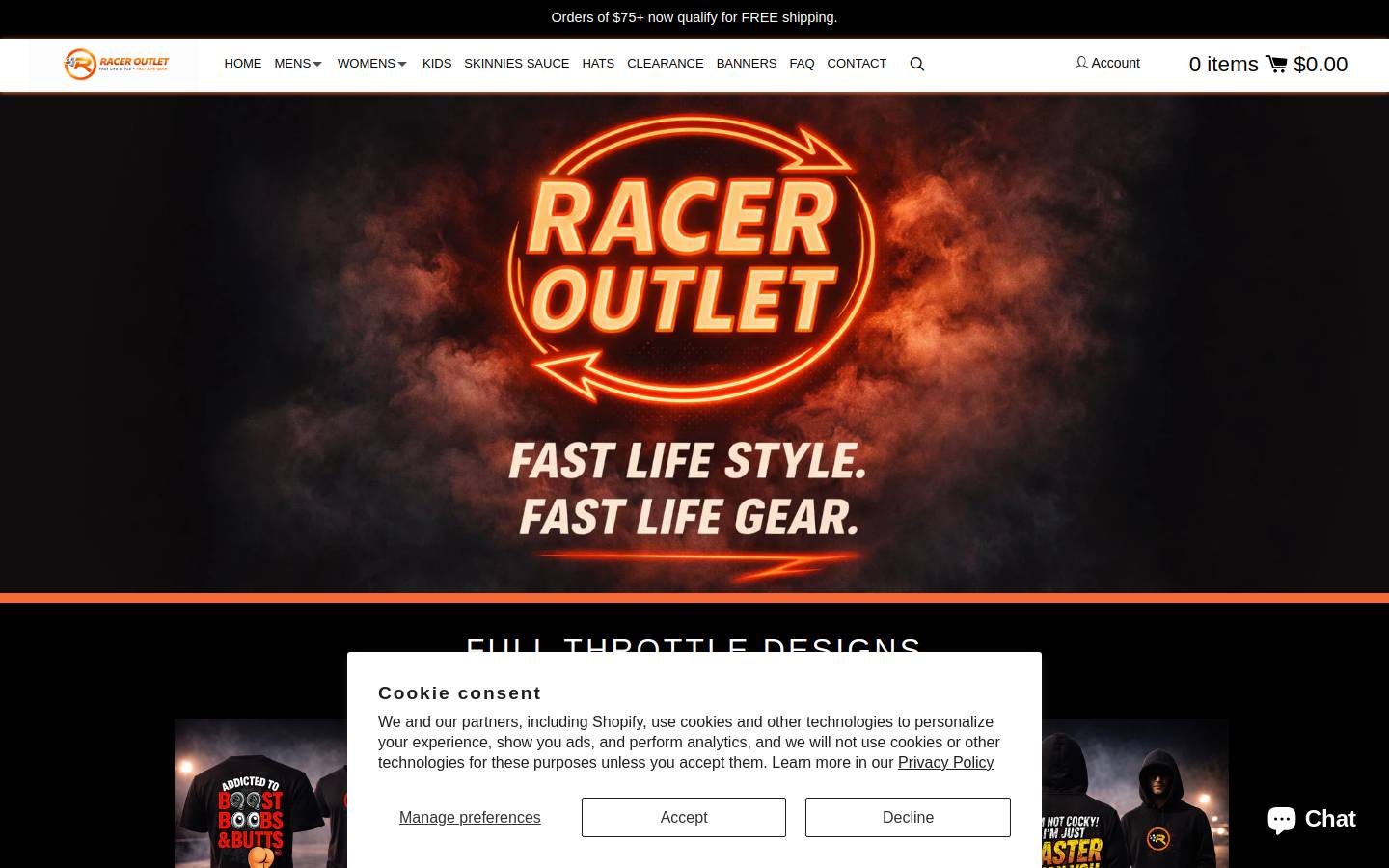 raceroutlet.com homepage screenshot