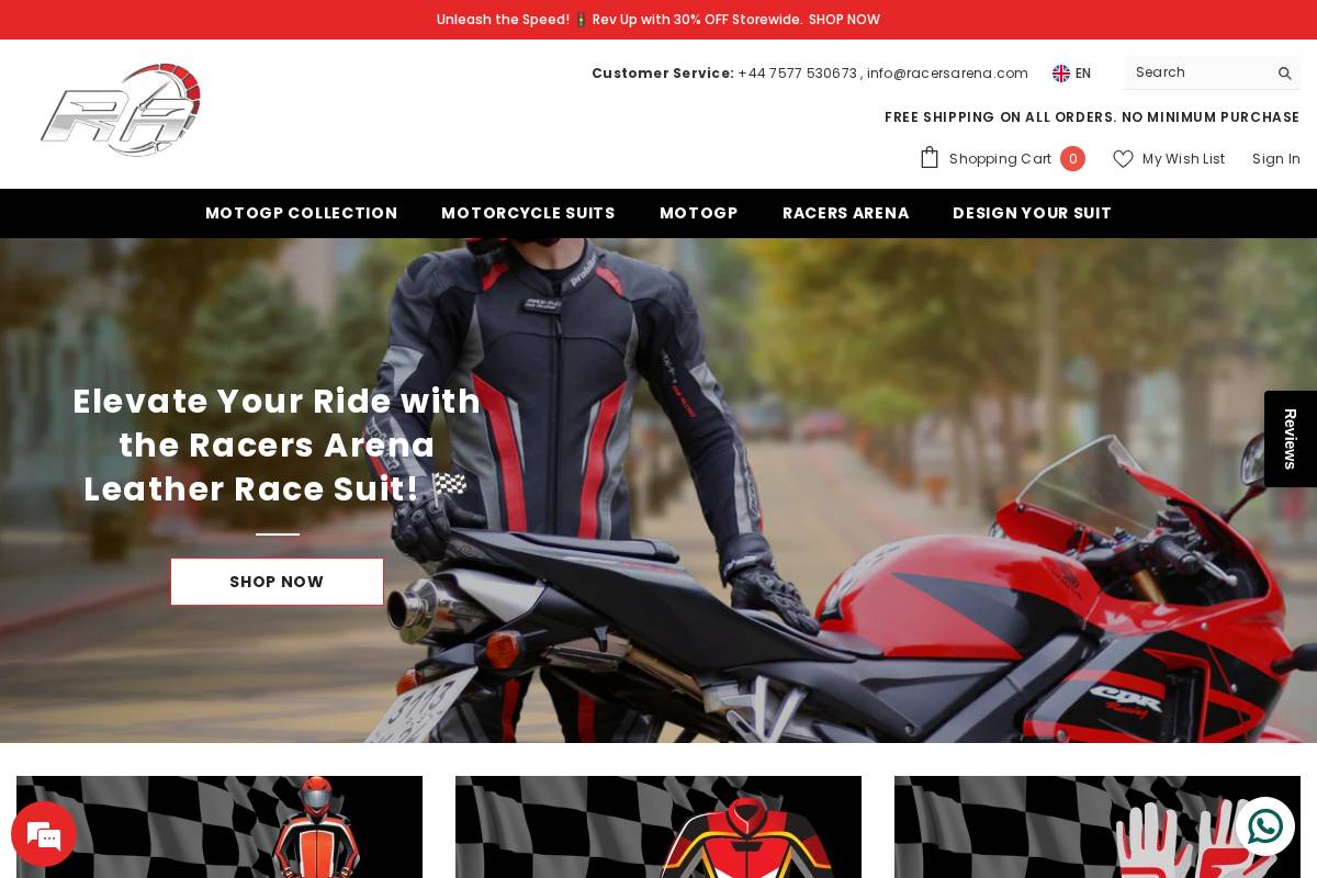 racersarena.com homepage screenshot