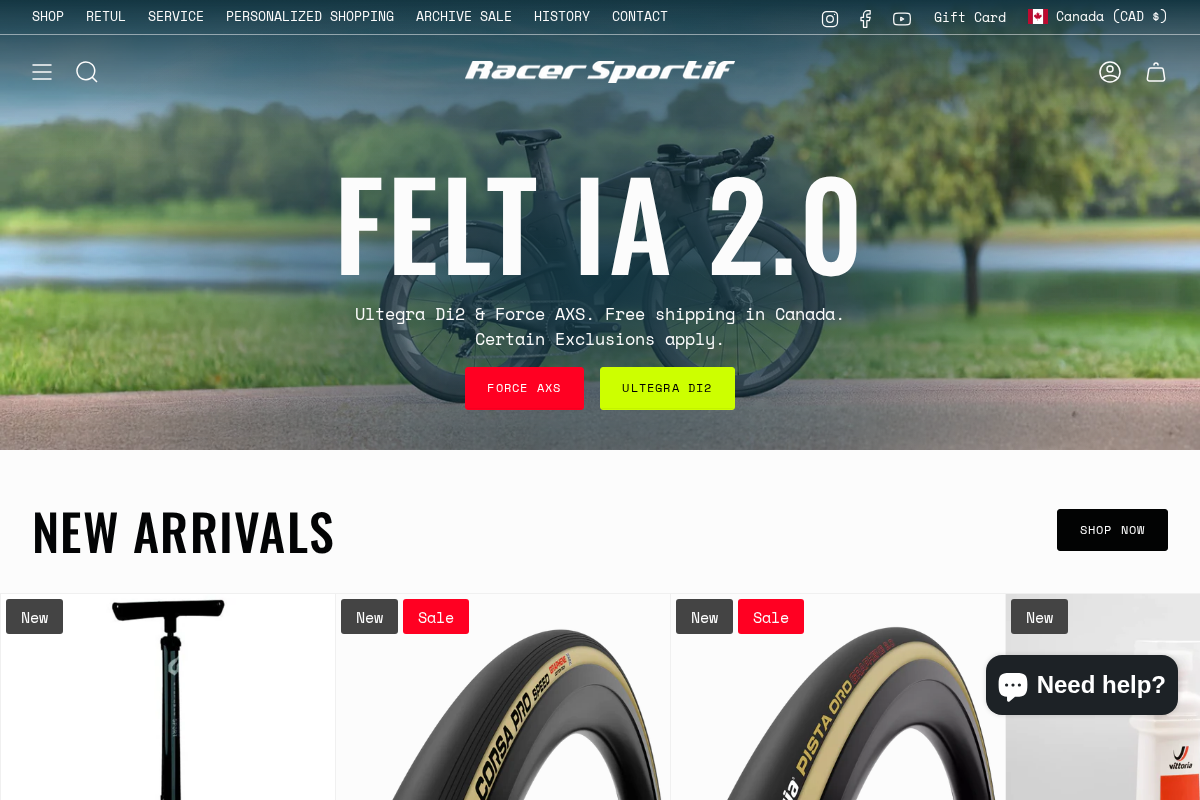 Racersportif homepage screenshot