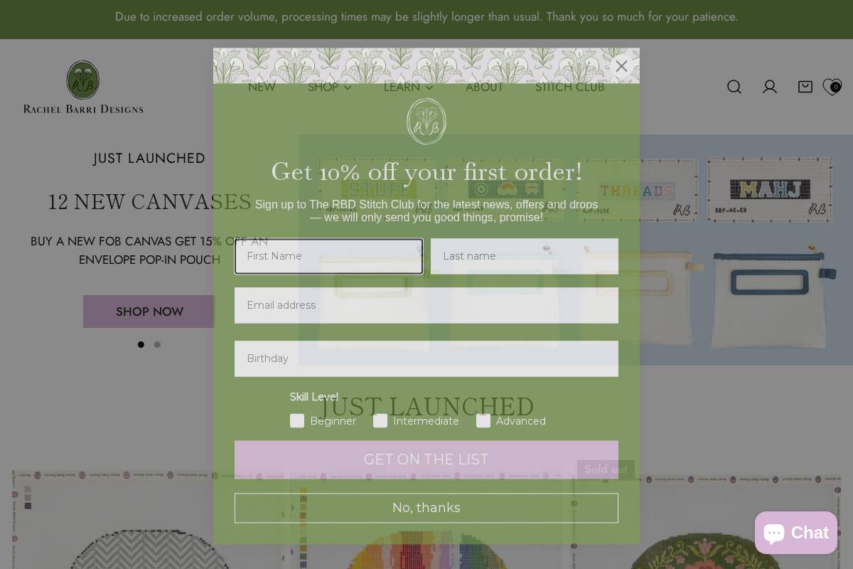 rachelbarridesigns.com homepage screenshot