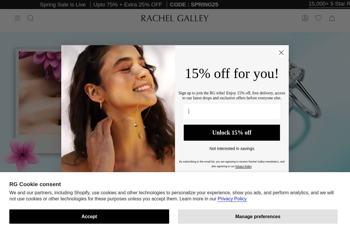 Rachel Galley Jewellery homepage screenshot