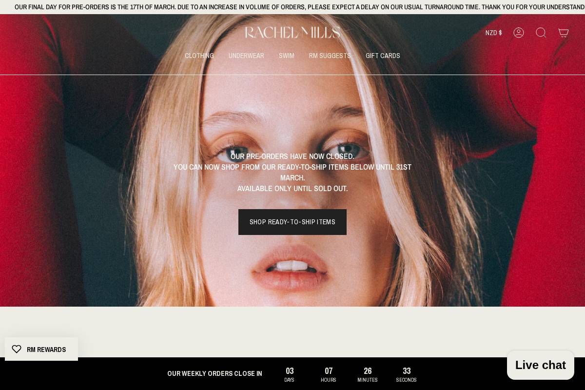 rachelmills.co.nz homepage screenshot