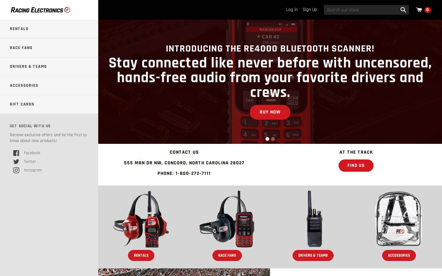 Racing Electronics homepage screenshot