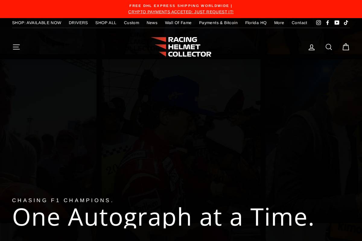racinghelmetcollector.com homepage screenshot