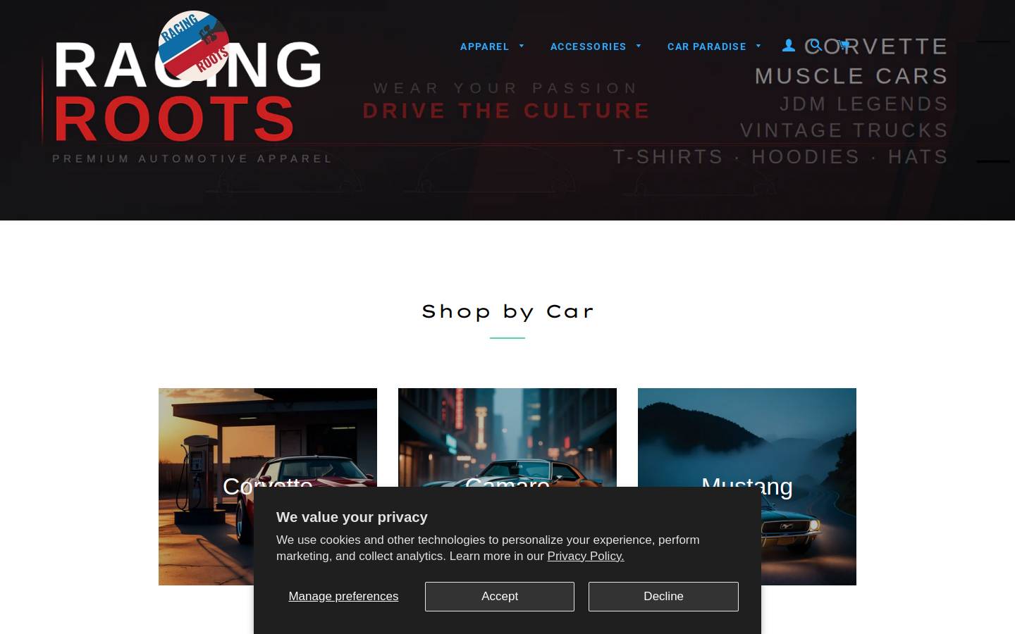 racingroots.net homepage screenshot