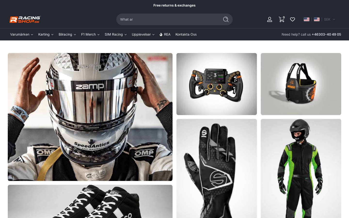 racingshop.eu homepage screenshot