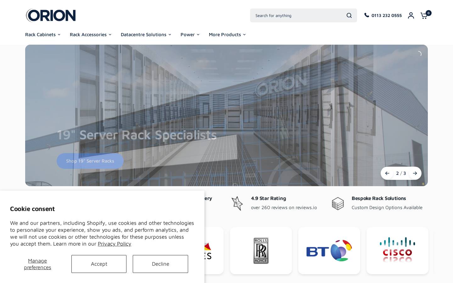 Orion UK homepage screenshot