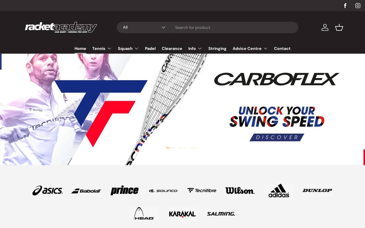 racketacademy.co.nz homepage screenshot
