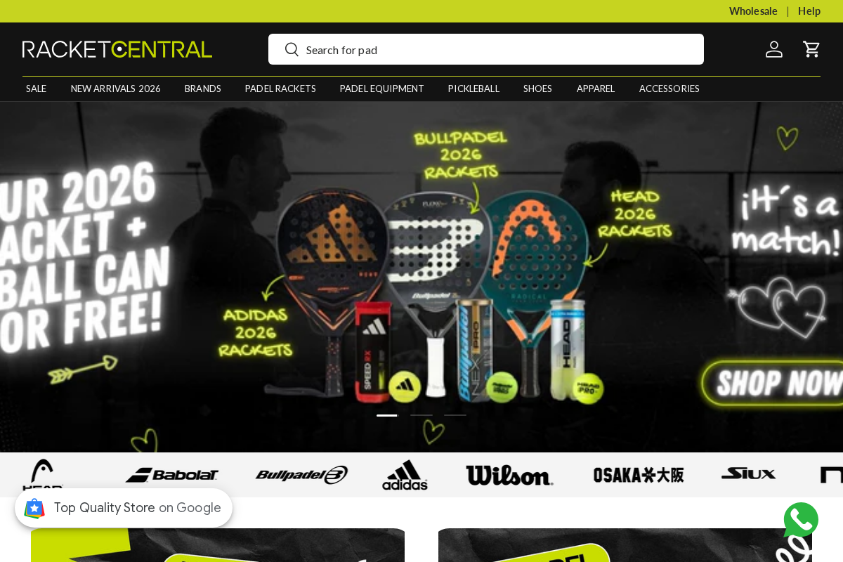 Racket Central homepage screenshot