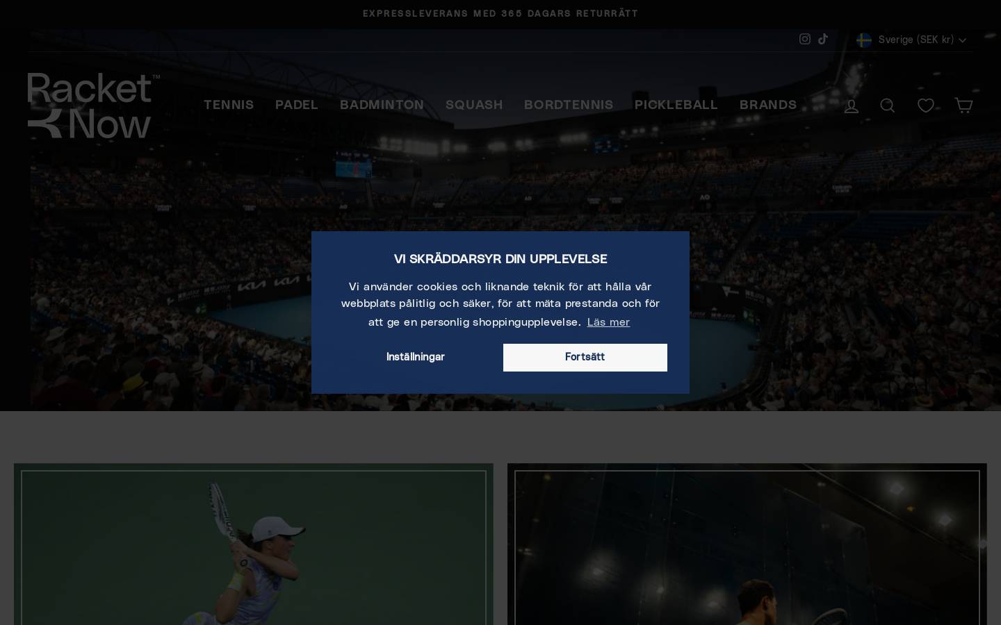 Racketnow homepage screenshot