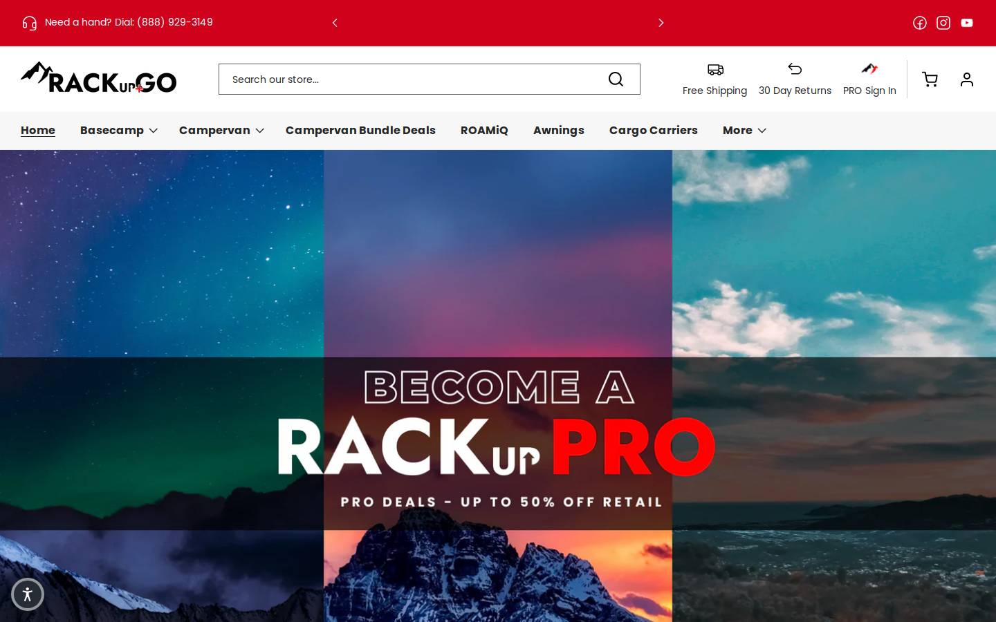 RackUp+Go homepage screenshot
