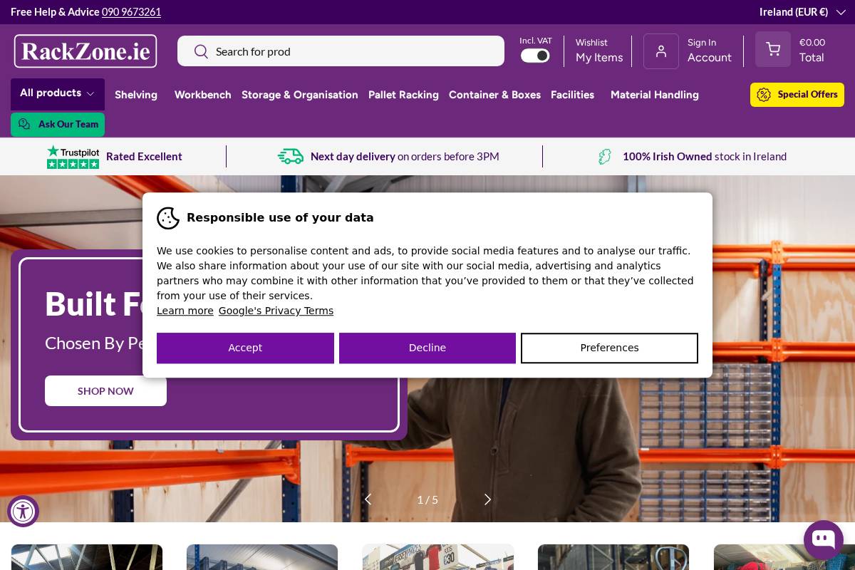 RackZone.ie homepage screenshot