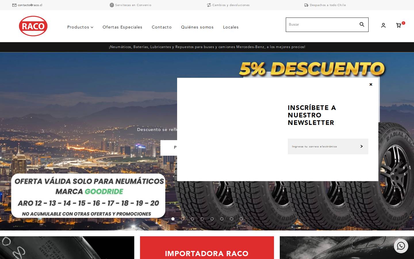 raco.cl homepage screenshot