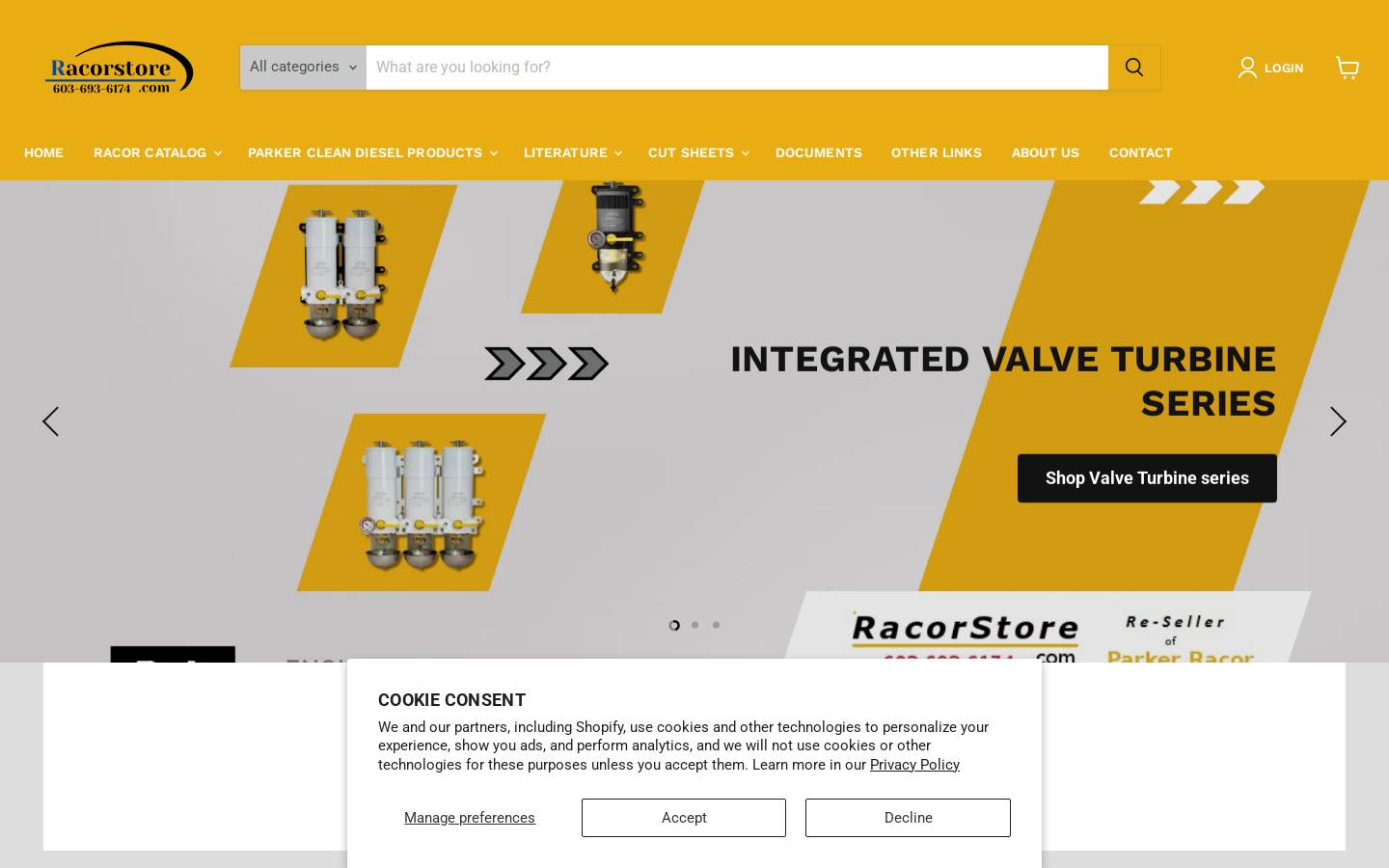 racorstore.com homepage screenshot