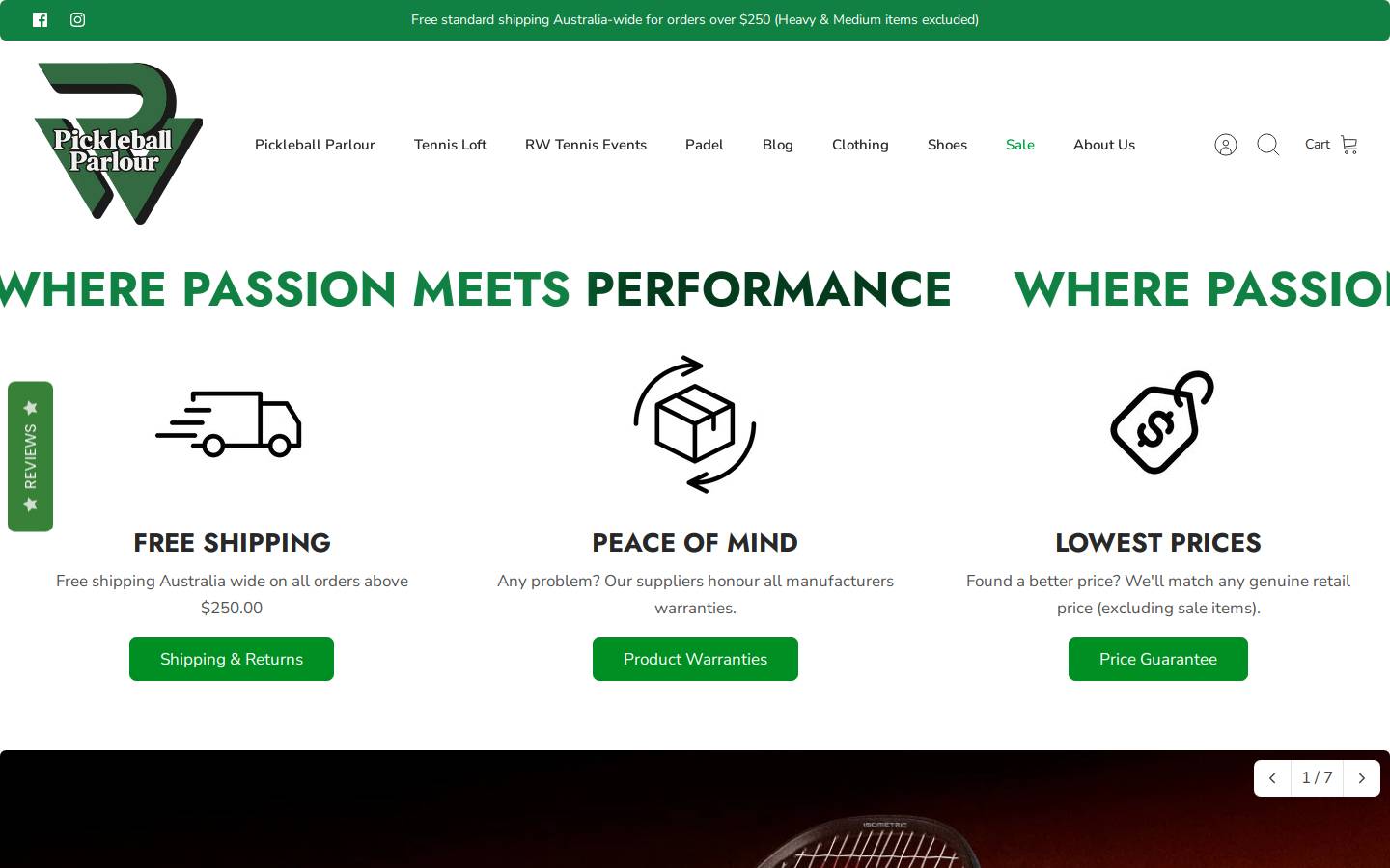 racquetworld.com.au homepage screenshot
