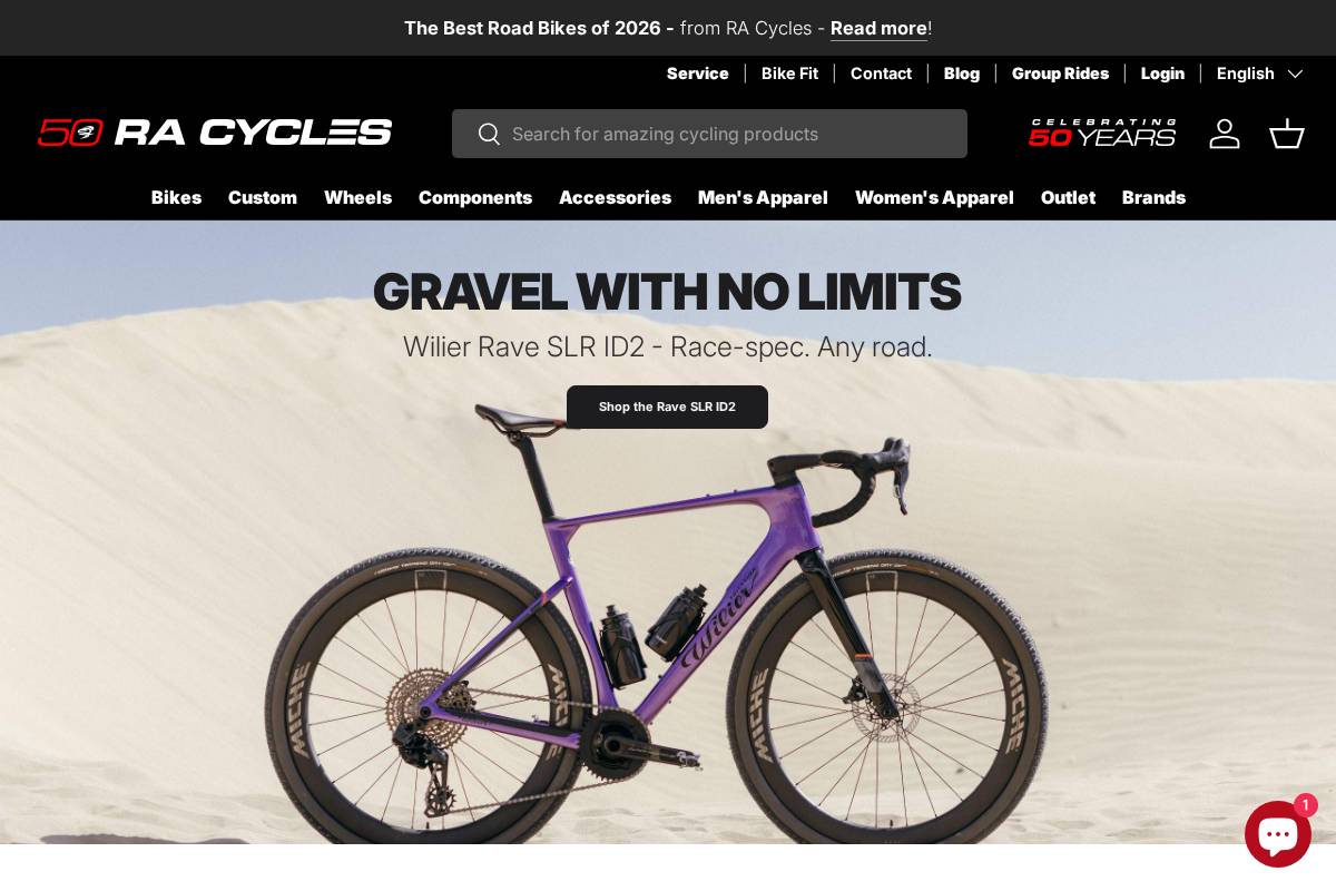 R&A Cycles homepage screenshot