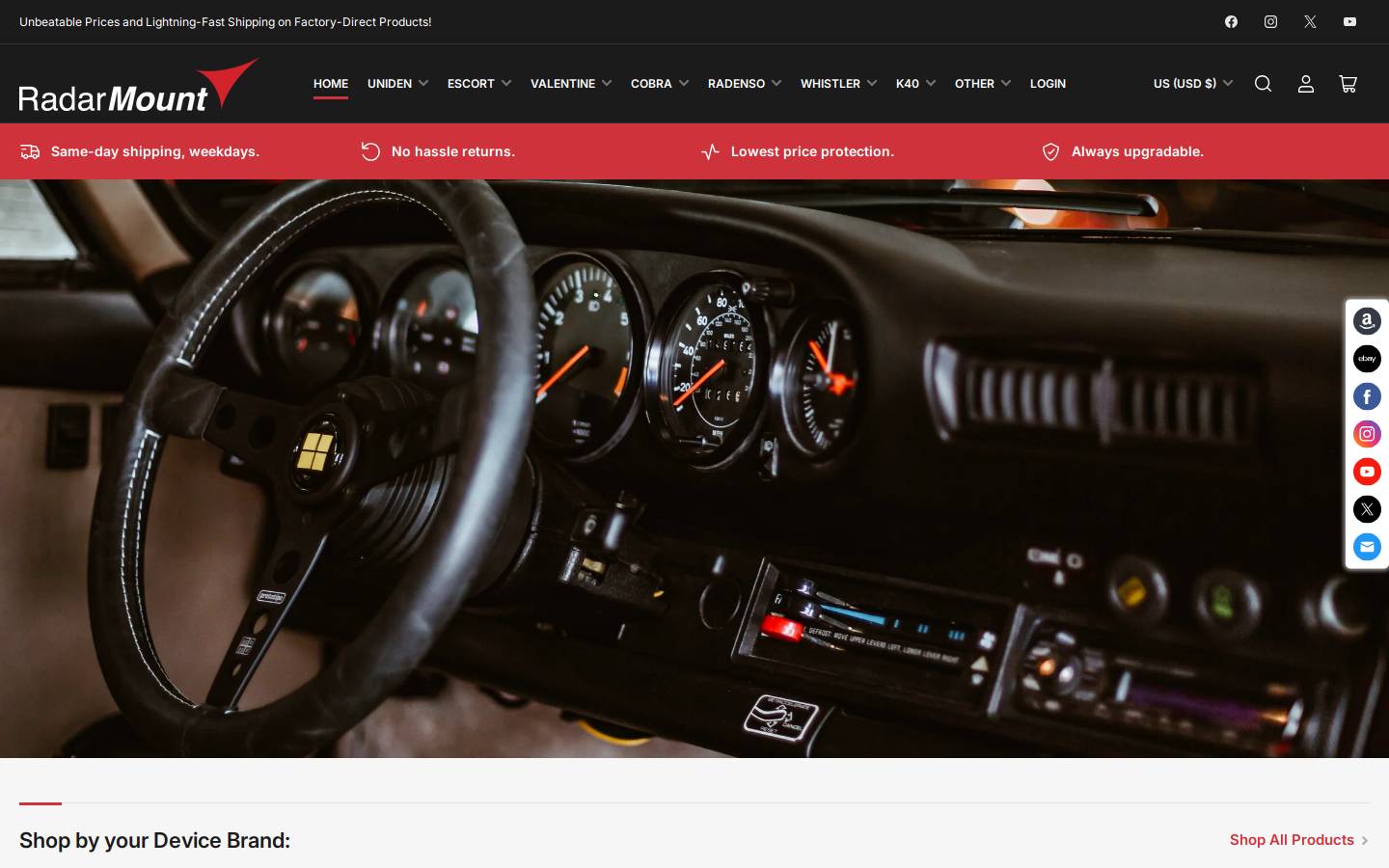 radarmount.com homepage screenshot