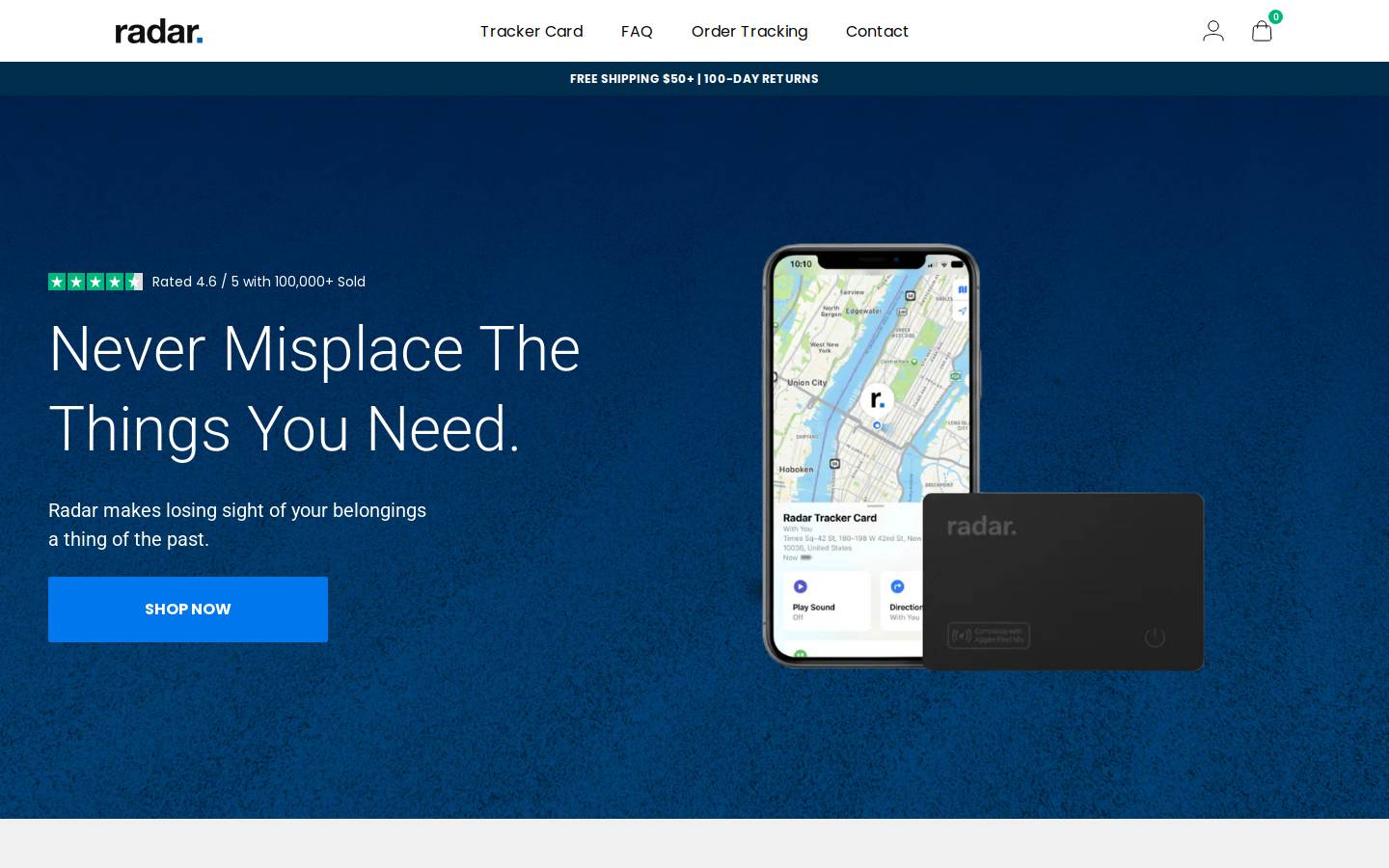 radartags.com homepage screenshot