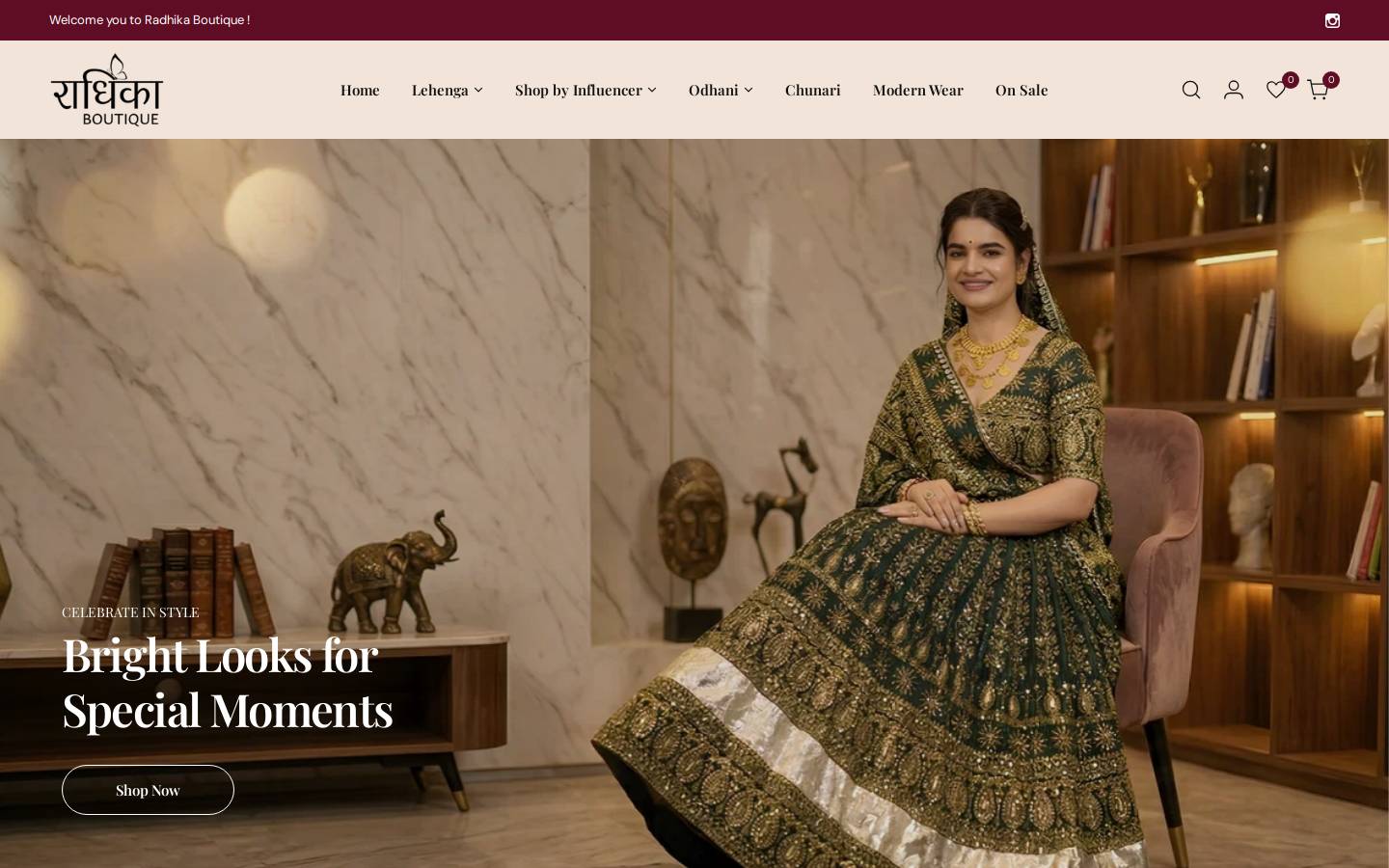 radhika.boutique homepage screenshot