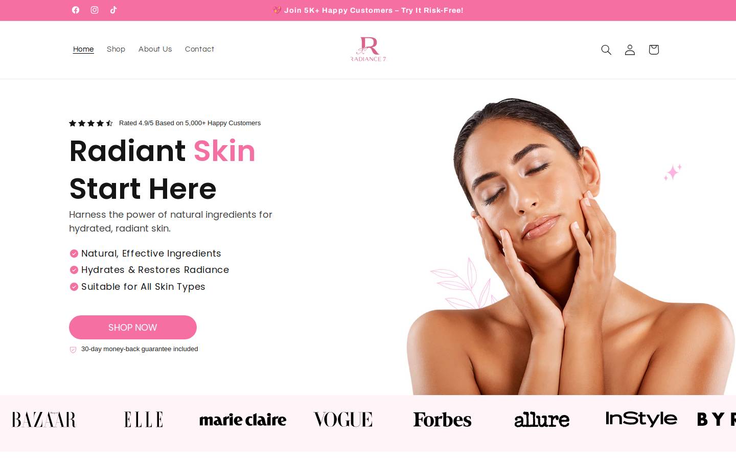 radiance7.com homepage screenshot