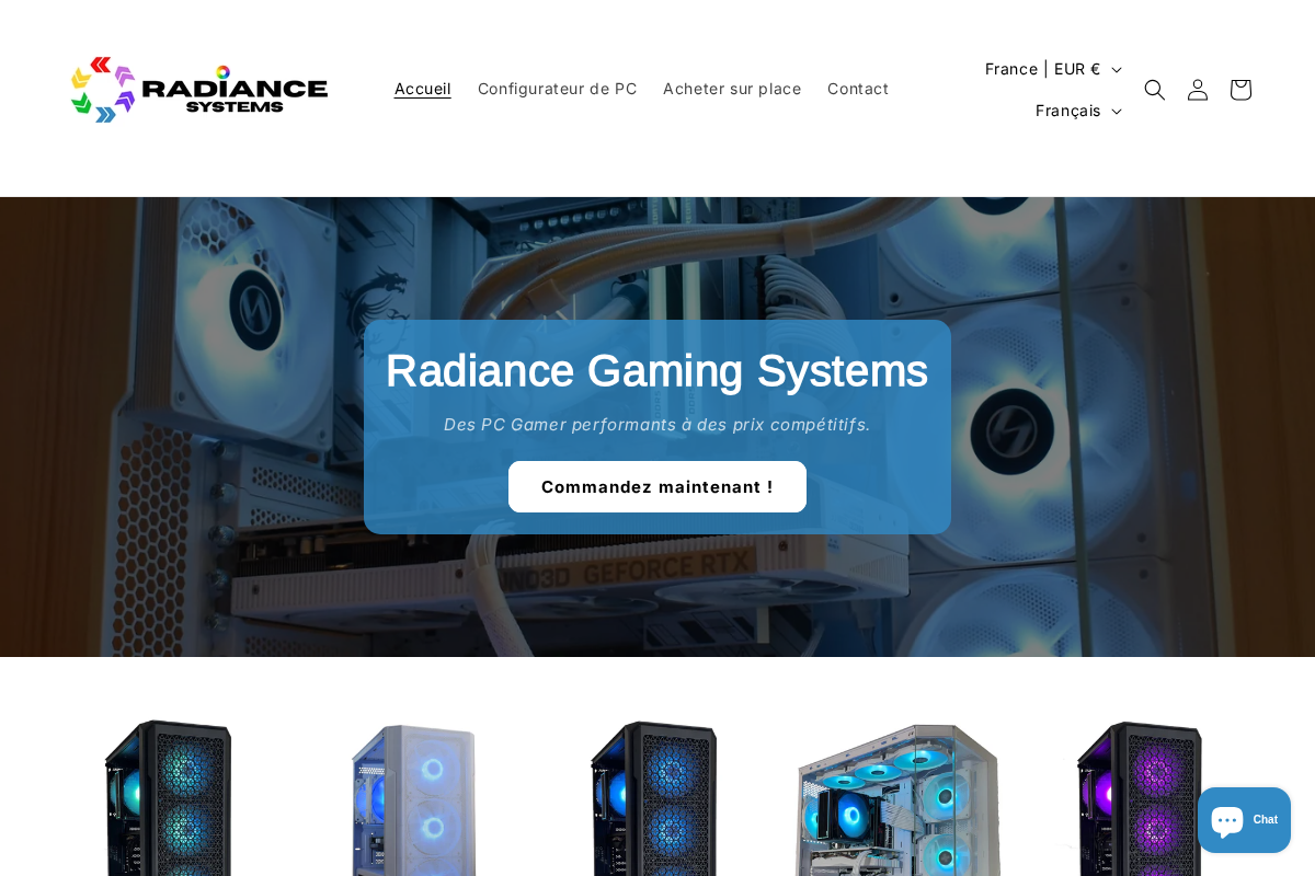 Radiance gaming Systems homepage screenshot