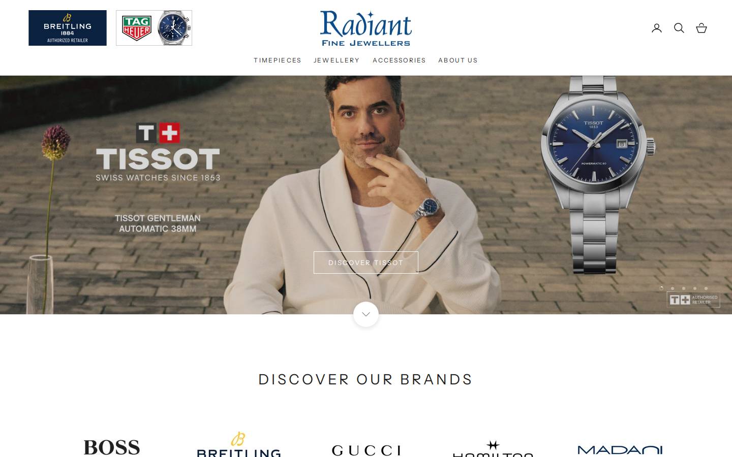 radiantfinejewellers.com homepage screenshot