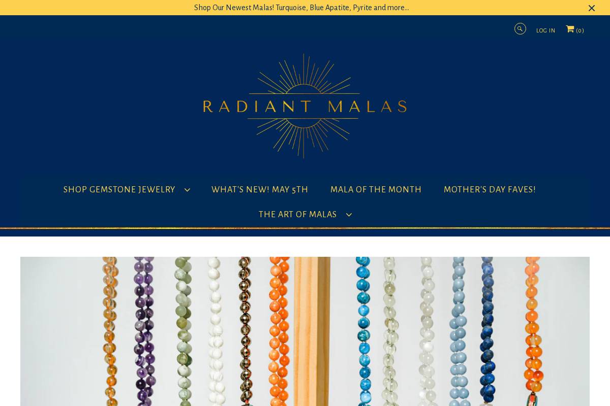 radiantmalas.com homepage screenshot