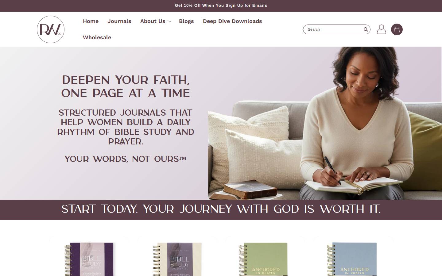radiantwordsco.com homepage screenshot