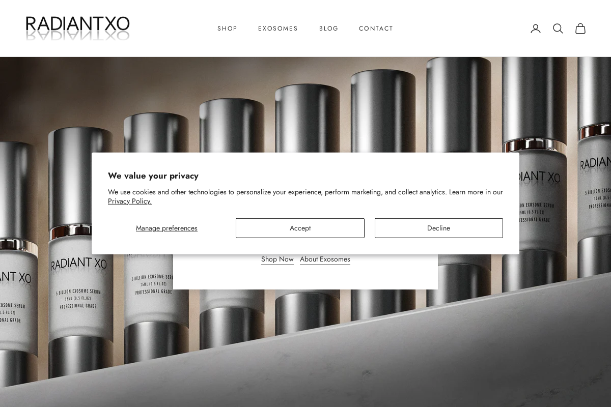 RadiantXO homepage screenshot