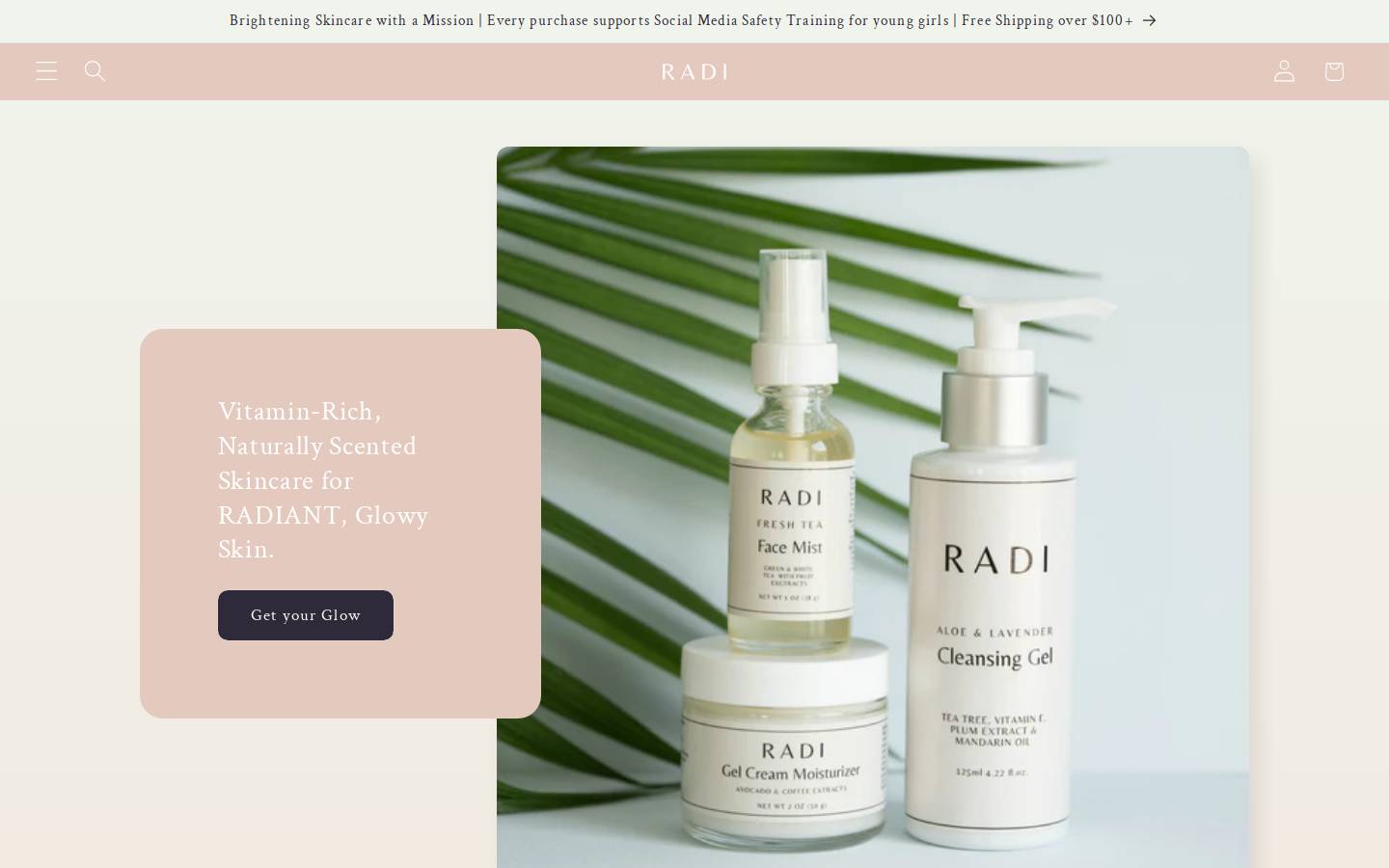 radibeauty.com homepage screenshot