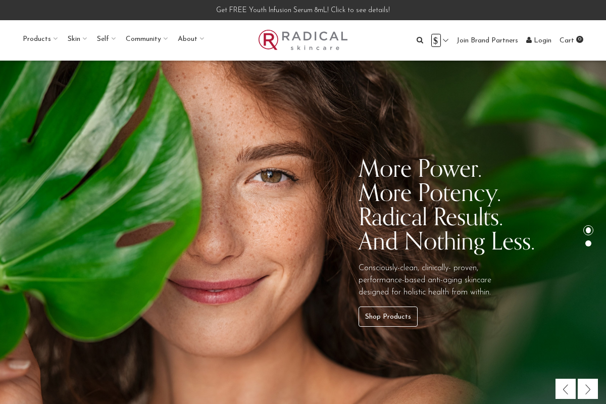 radicalskincare.com homepage screenshot