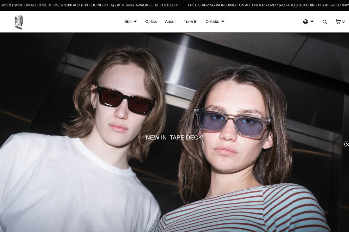 RADIO EYEWEAR homepage screenshot