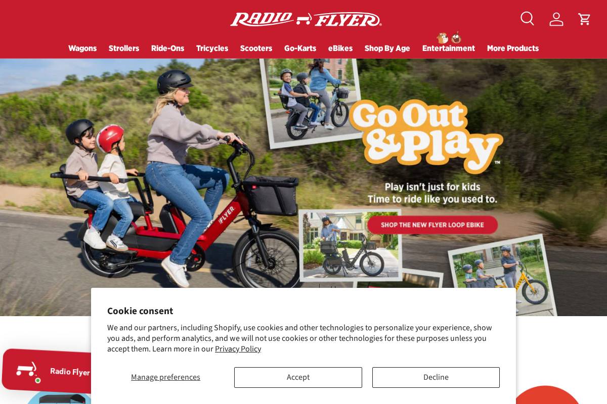 Radio Flyer homepage screenshot