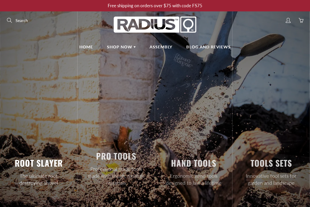 Radius Garden homepage screenshot
