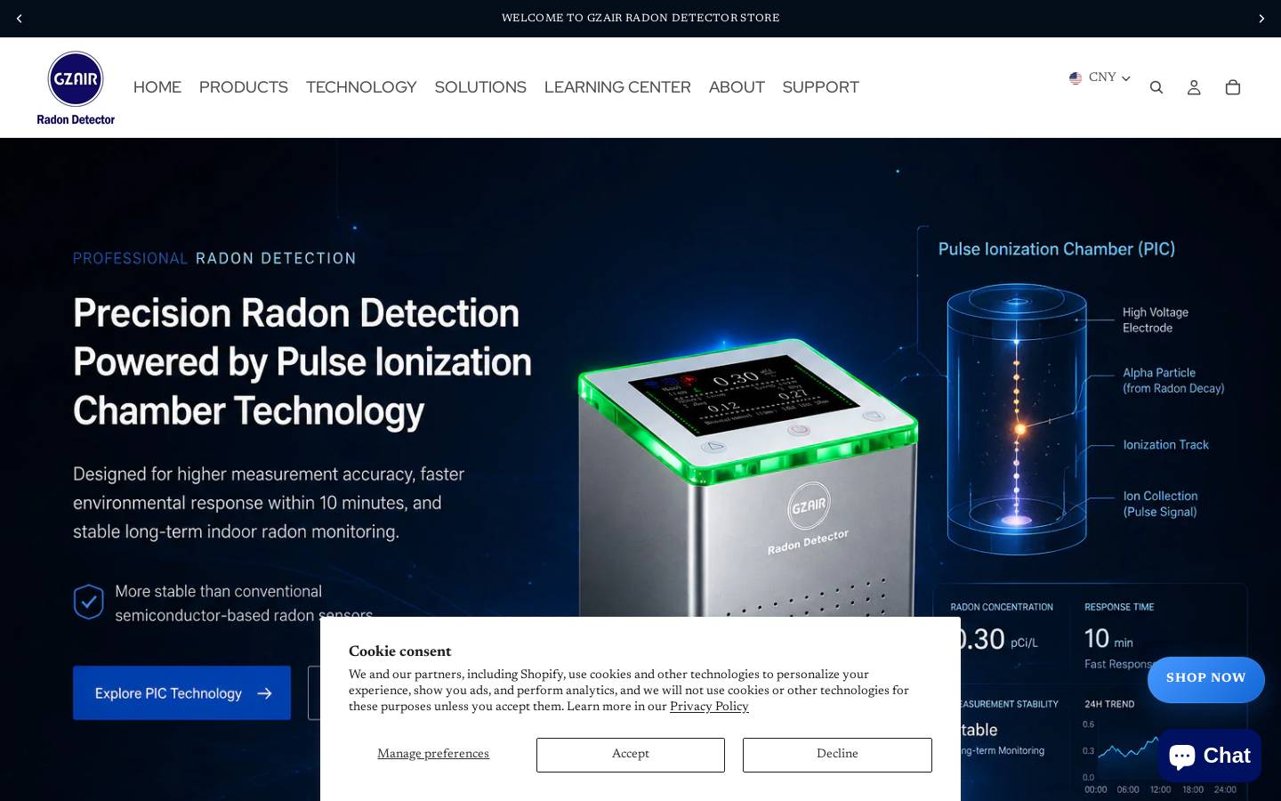 radondetector.net homepage screenshot