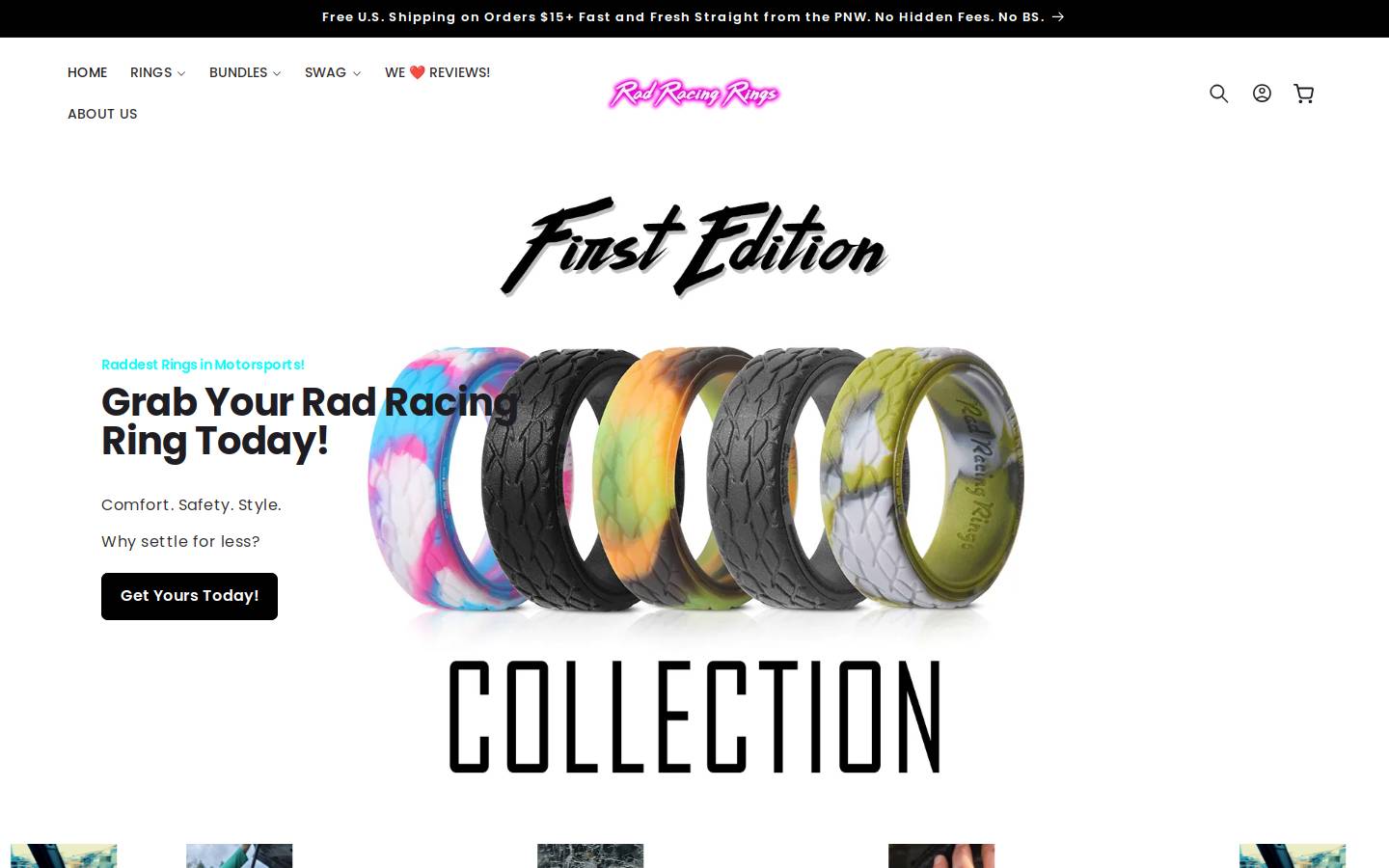 radracingrings.com homepage screenshot
