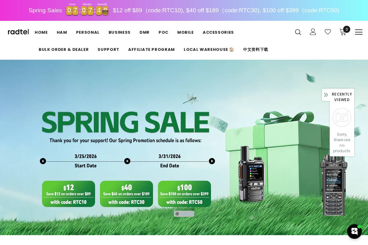 radtels.com homepage screenshot