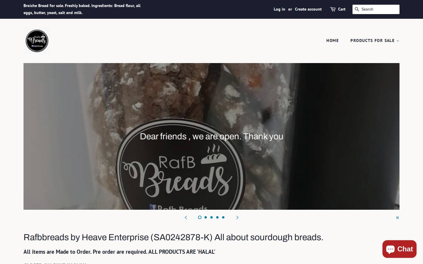 rafbbreads.com homepage screenshot