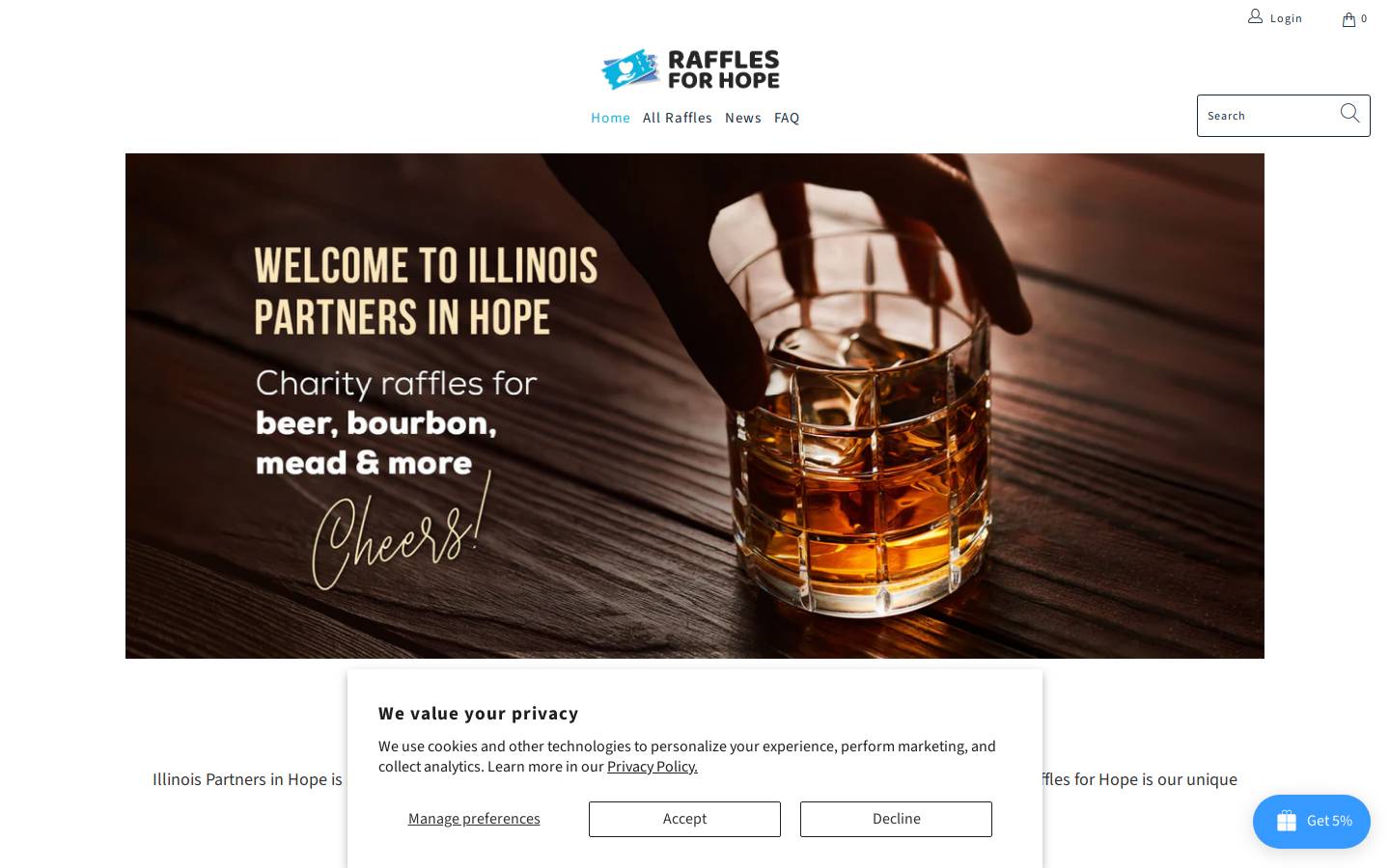 rafflesforhope.com homepage screenshot