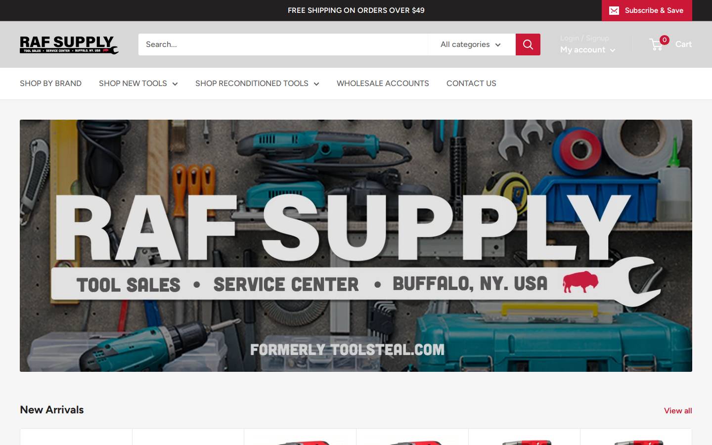rafsupply.com homepage screenshot