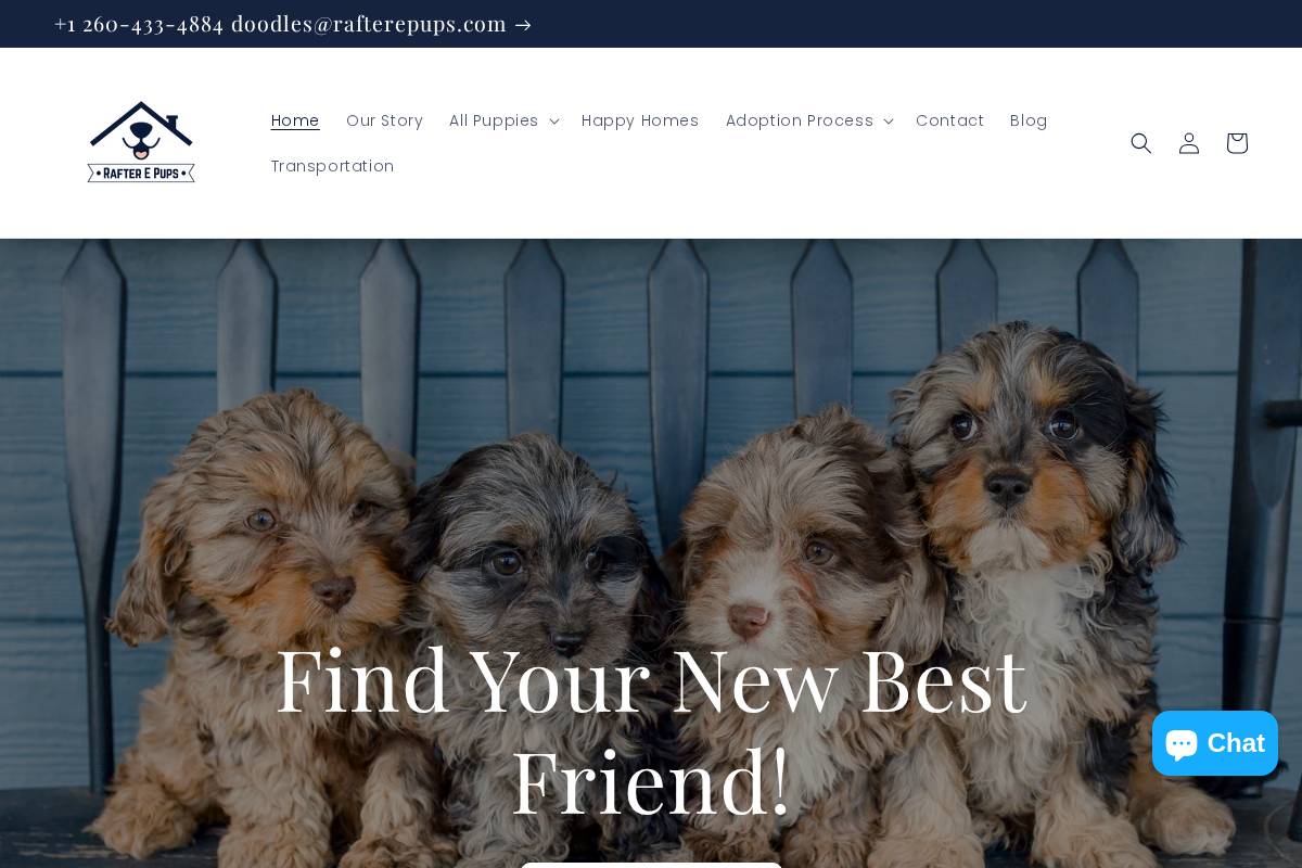 rafterepups.com homepage screenshot