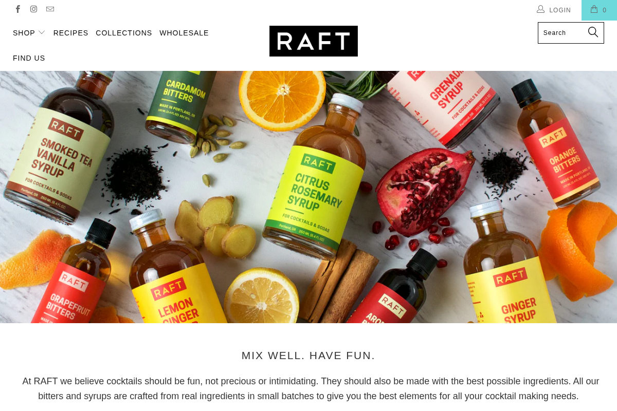 raftsyrups.com homepage screenshot