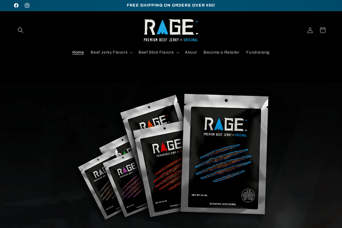 ragebeefjerky.com homepage screenshot