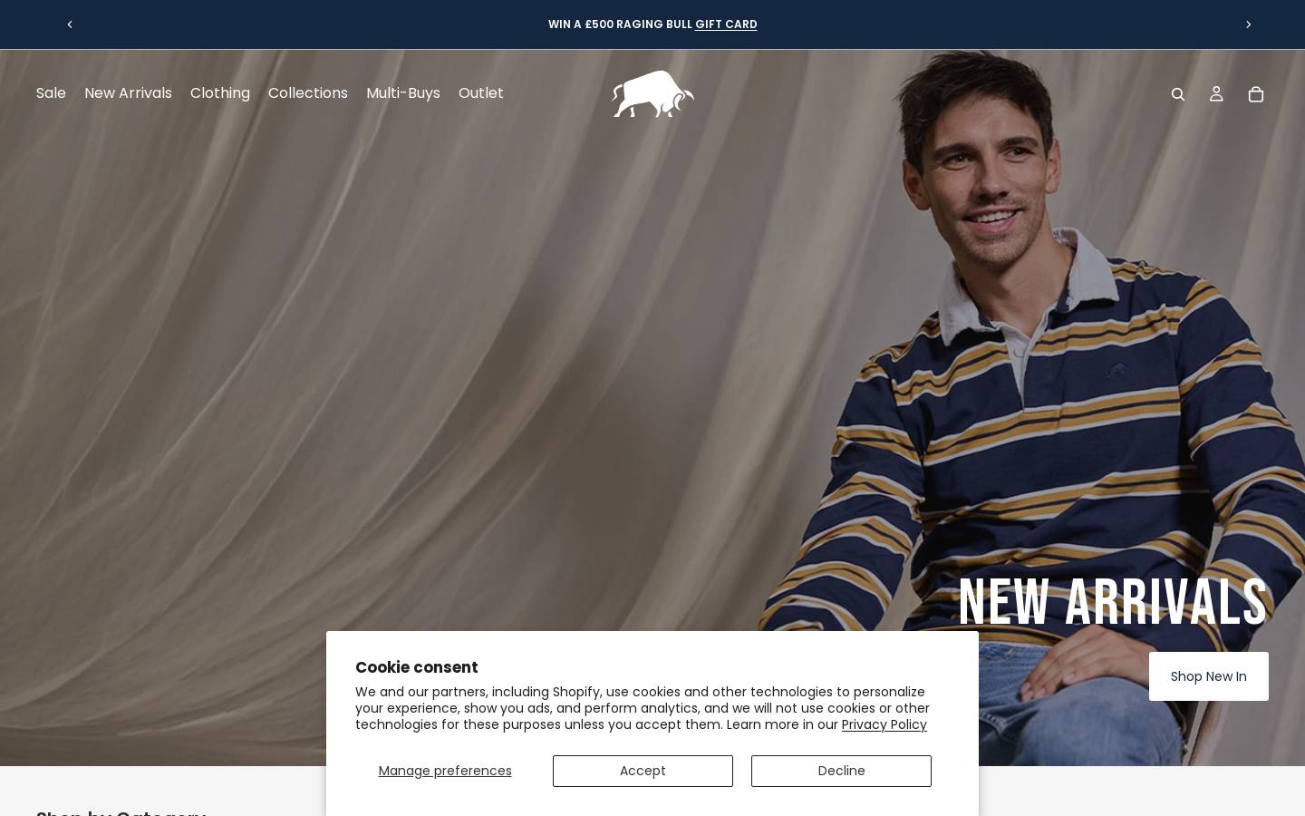 Raging Bull Clothing homepage screenshot