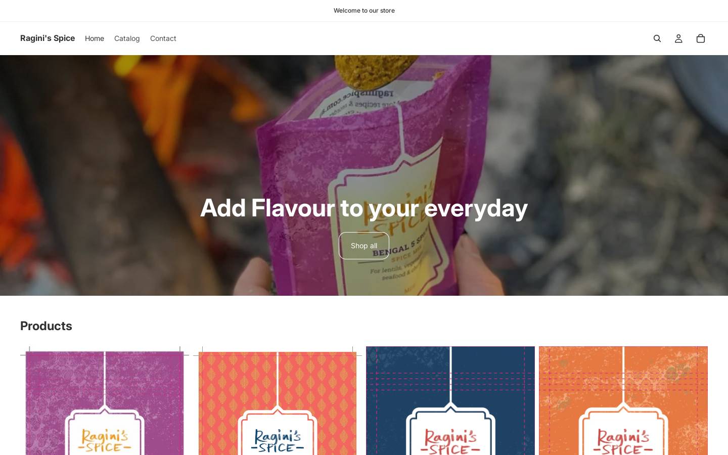 raginisspice.com homepage screenshot