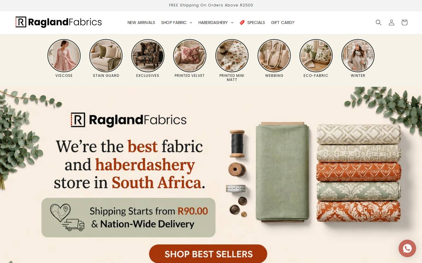 raglandfabrics.com homepage screenshot